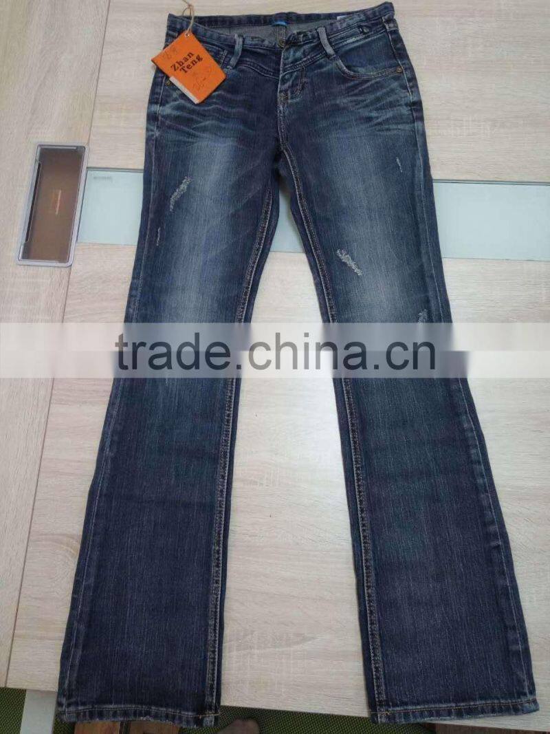 GZY professional jeans manufacturer washed denim bell-bottom women jeans 2017
