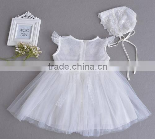 Baby Clothes wholesale Hot sale chiffon cheap 2017 baby clothing Children's Boutique sleeveless summer white flower girl dress
