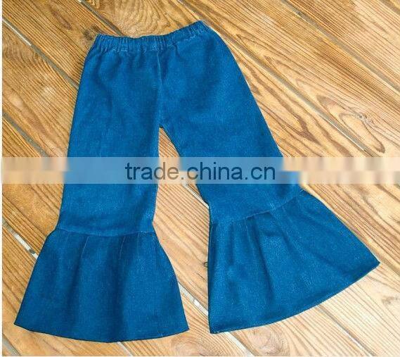 fashion wholesale Baby denim ruffle pants 100% cotton kid clothes