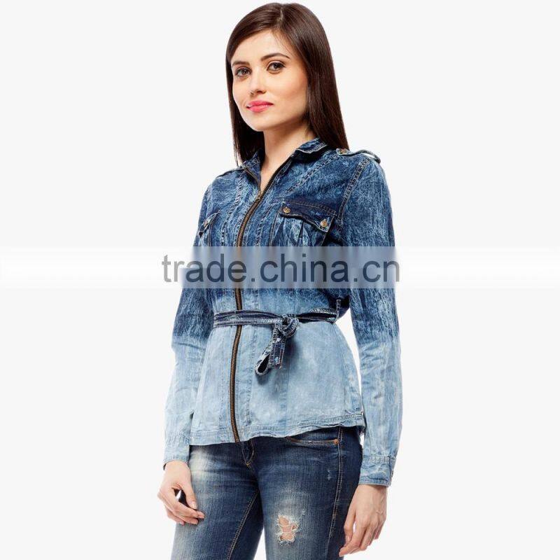latest new design two tone fitness with zip long jacket for women