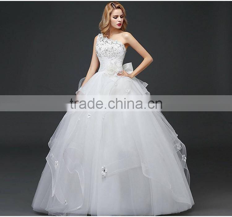 2017 novelty design beaded one-shoulder plus size wedding dress