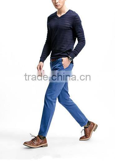 2014 Hot sale men's horizontal stripes pattern jacquard pullover sweater