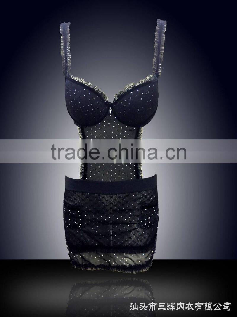 Shantou little lace on top night wear baby doll sexy lingerie rose team www.xxx.photo.com