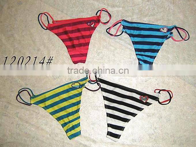 Girls multiple color stripe nice sexy thongs g string underwear