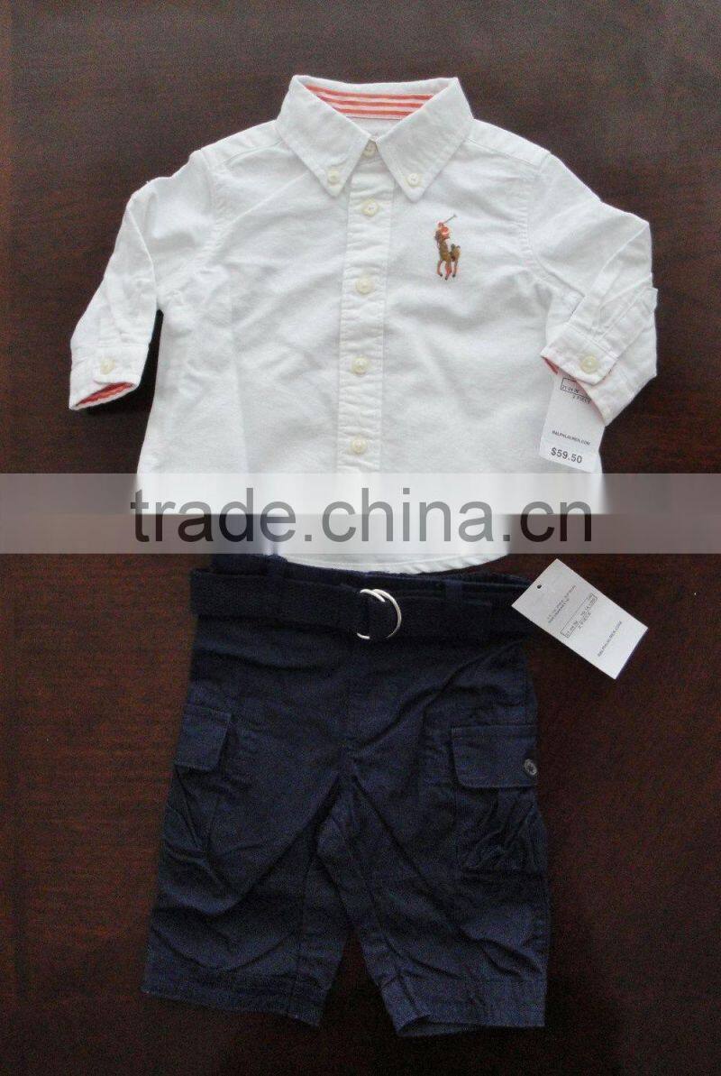 Infant Boys Toddler Pure White Oxford Shirt and Pant Set