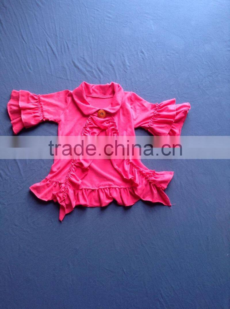 New Design For Cardigan 3/4 Ruffle Sleeve Cotton Cardigan For Baby Girls QL-52