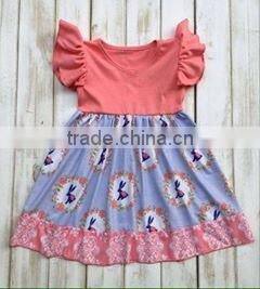 2017 Wholesale latest designs Cartoon magic pig girl fly sleeve skirt