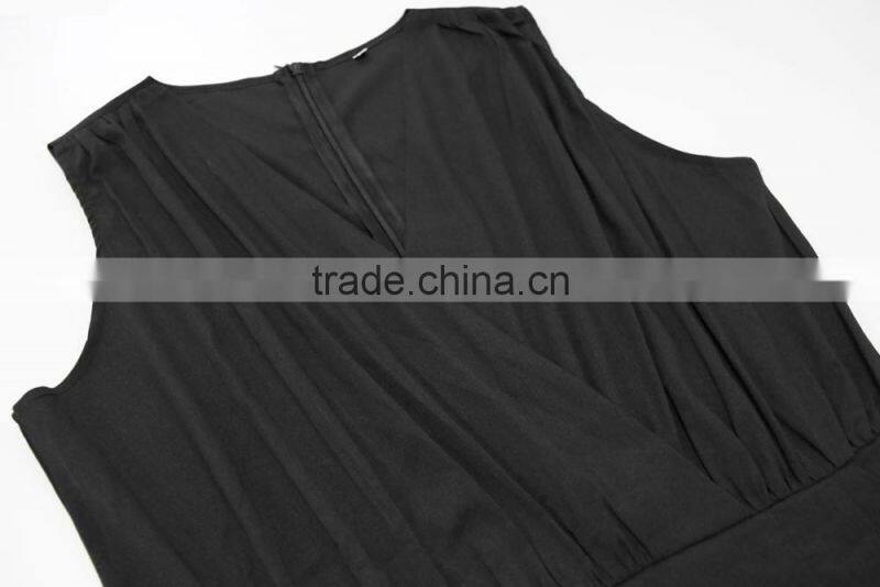 Fashion One Piece V Neck Sexy Sleeveless Wide Leg Ladies Jumpsuit For Wholesale 2017