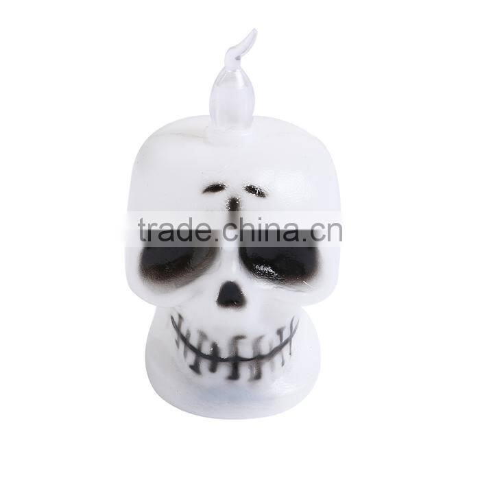 Plastic Halloween Party Decorations Silver Tone Skull LED Light