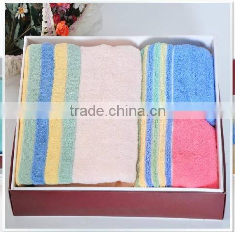 Blue/white stripe jacquard strip bath towel set