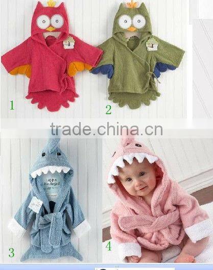 100% cotton breathable penguin design baby bath robe/kids bath robes