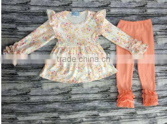 Baby Clothes Fashion Girl Dress Kids Flower Printed Children Frocks Designs Knitted Ruffle Dress