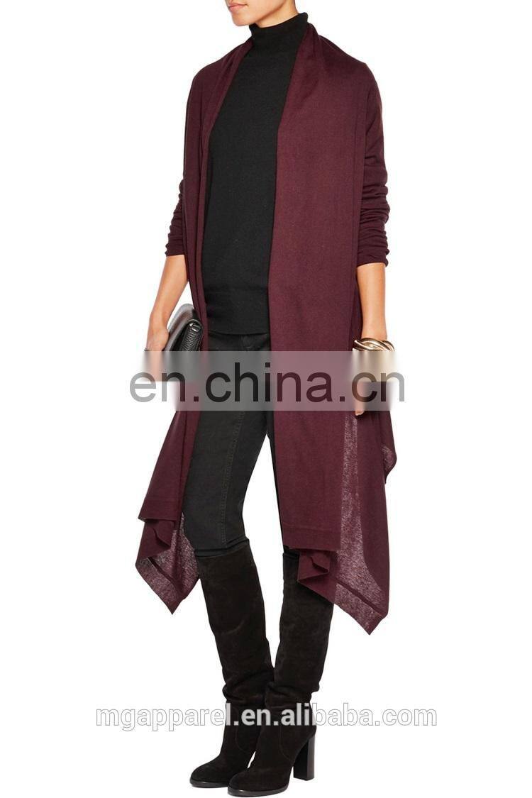 china new arrival long sleeve draped silk and cashmere blend women long cardigan