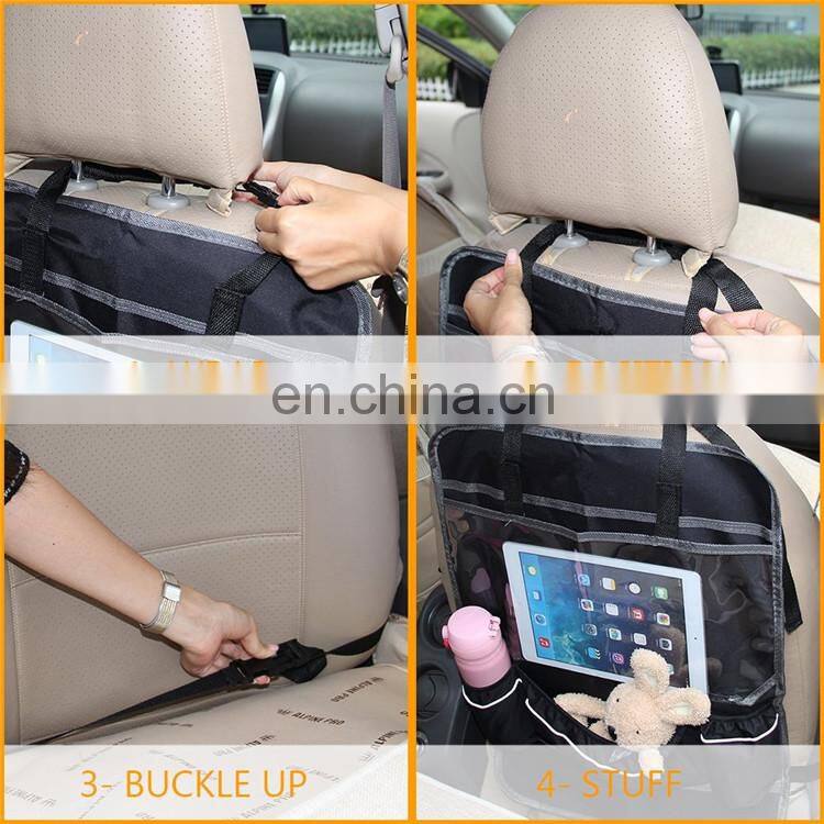 Car Seat Back Organizer with Tablet Holder Touch Screen Backseat Protector Kick Mat for Kids Baby