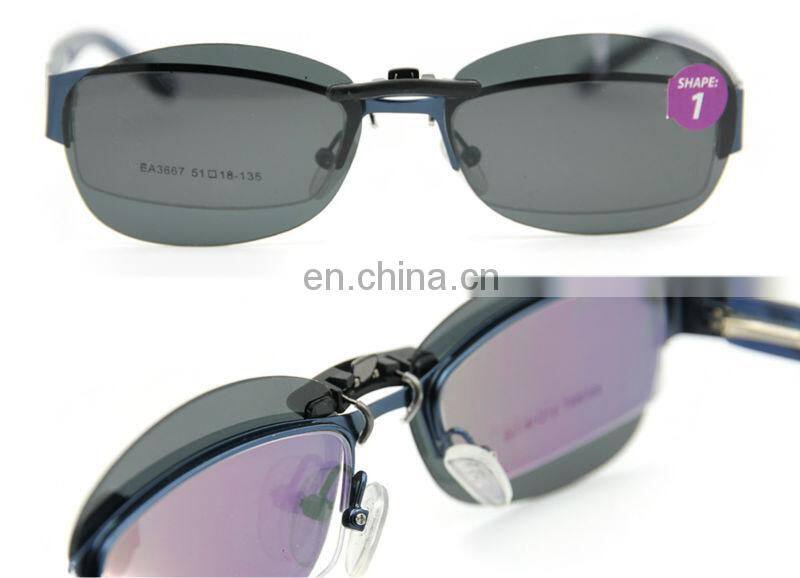 2014 high quality top selling new design polarized lens clip on sunglasses with case