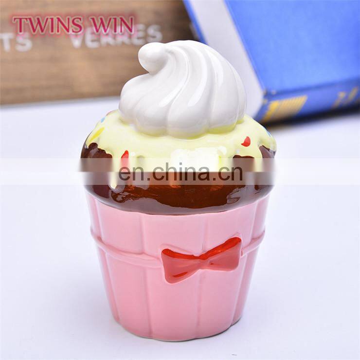 Hot sale in Japan bulk promotional gift for kids creative Cute ice cream smart money box for girls ceramic piggy bank