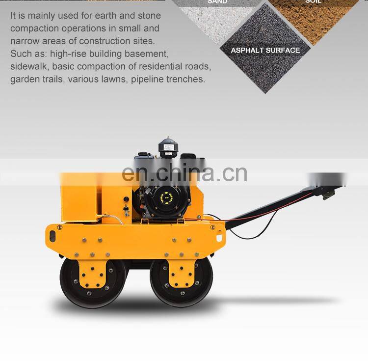 Hand held double wheel soil road roller compactor for trench backfill