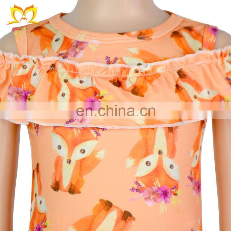 new design baby girls cactus printed cutting shoulder clothing children frock dress for kid