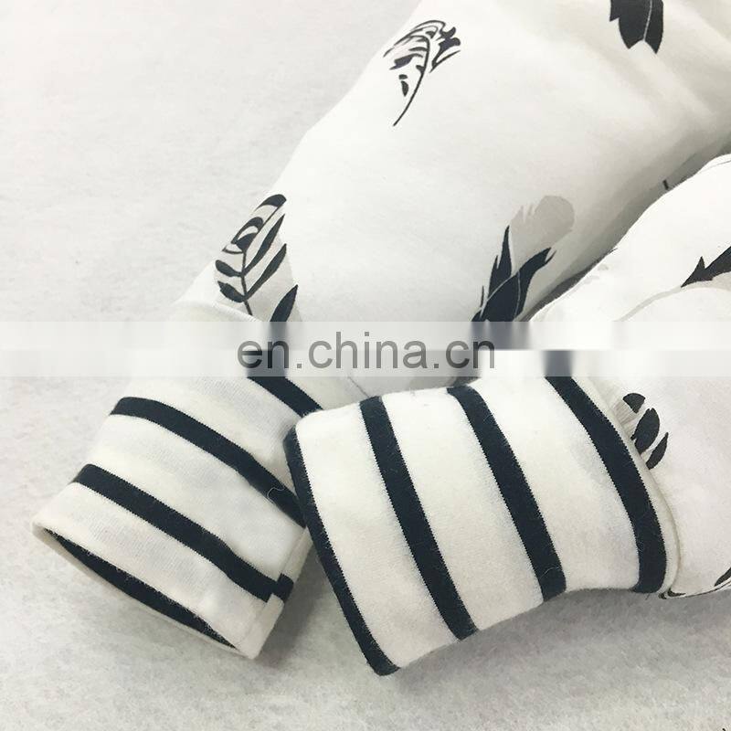 High Quality Infants& Toddlers Outfits Feather Print Hoodie And Trousers 2PCS Autumn Cotton Baby Boy Girl Set