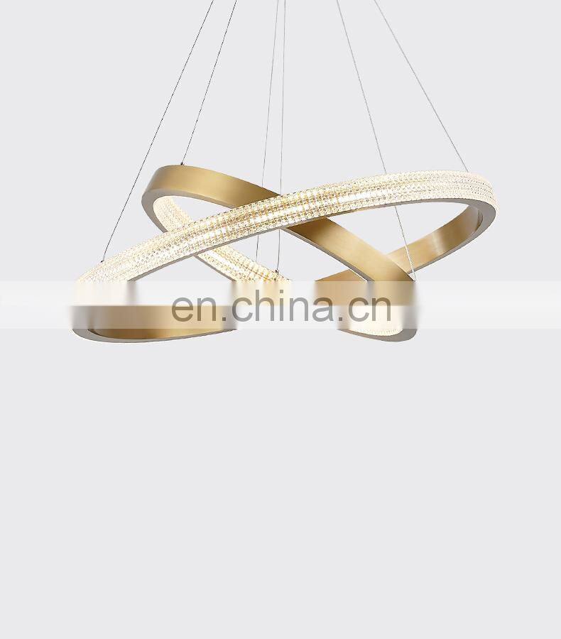 Modern Pendant Lamp Ring Shaped Droplight Black / White Hanging Wire Chandelier Lighting