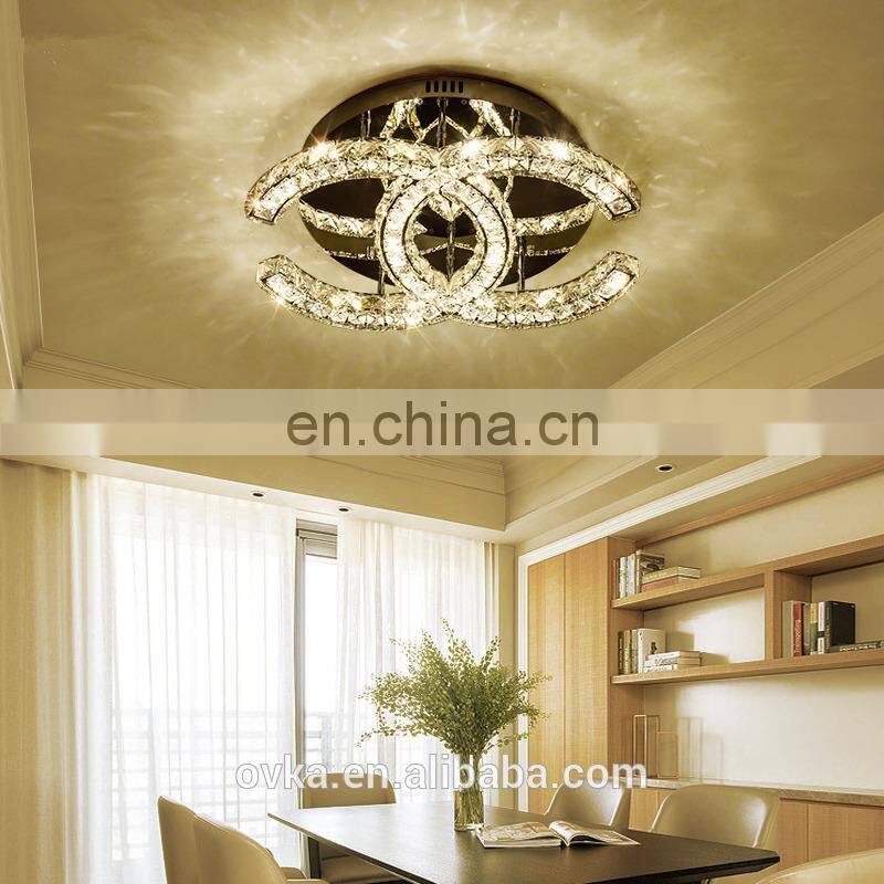 Luxury three-sided crystal ceiling lamp clear crystal lamp