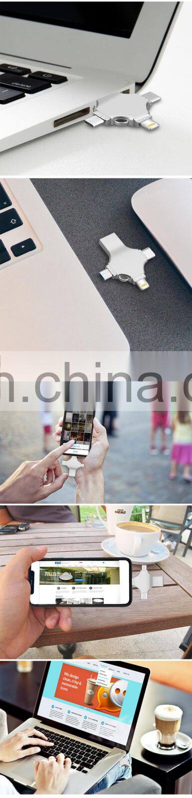 amazon otg USB 2.0 Memory Functions in One U Flash Disk for iPhone/iPad/andr 4 in 1usb Flash Drive