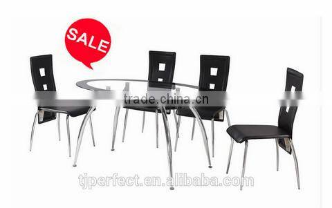 modern american furnitue tempered glass and chrome leg glass dining table