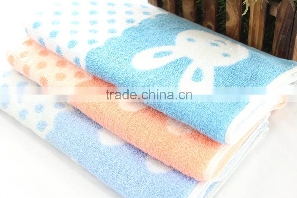 towel manufactory customized white rabbit pattern yarn-edyed pure cotton children towel