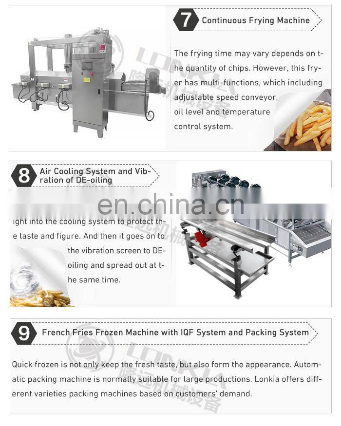 500kg/1000kg Fully Automatic potato chips Making Machine Frozen French Fries Production Line