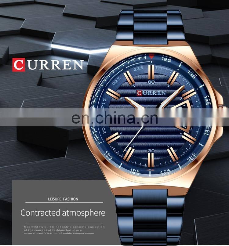 CURREN 8375 Fashion Business Men Watches Stainless Steel Strap Analog Quartz Japanese Watch