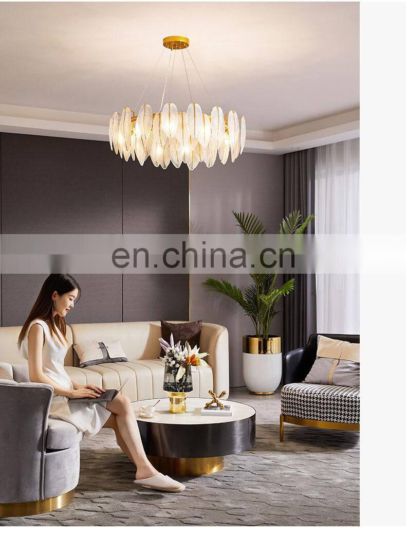 Hotel Villa Project Decorative Lighting white glass leaves Luxury Crystal Chandelier Post Modern Ceiling Pendant Lamp