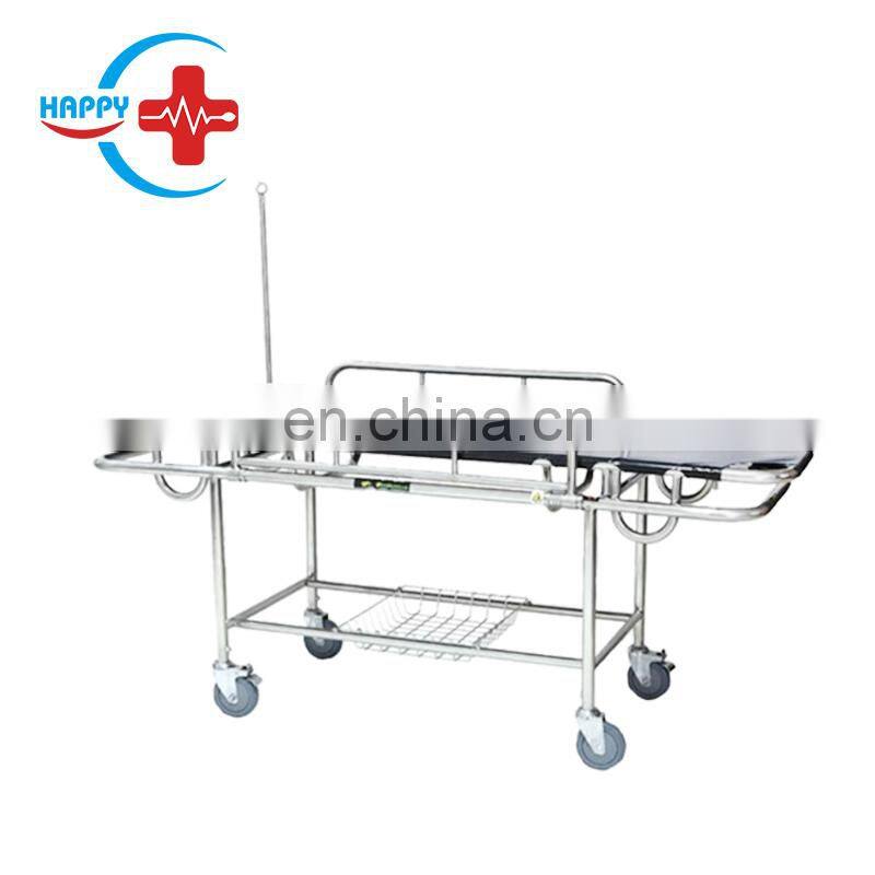 HC-M019 Medical Bed Stainless steel ambulance emergency Stretcher with Four Castors for hospital