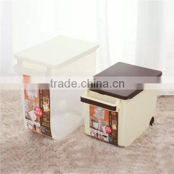 Transparent 15L Plastic Rice Storage Container with Wheel