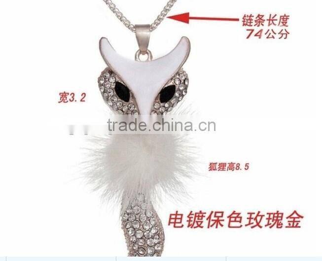 2014 fashion fox long necklace for sweater