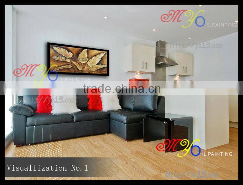 hot selling Modern New design golden leaves of banana handmade oil painting on canvas house decoration