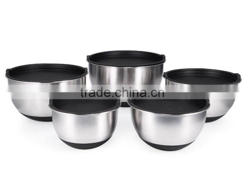 Stainless Steel Salad Bowl egg bowl with silicone buttom 16-28cm