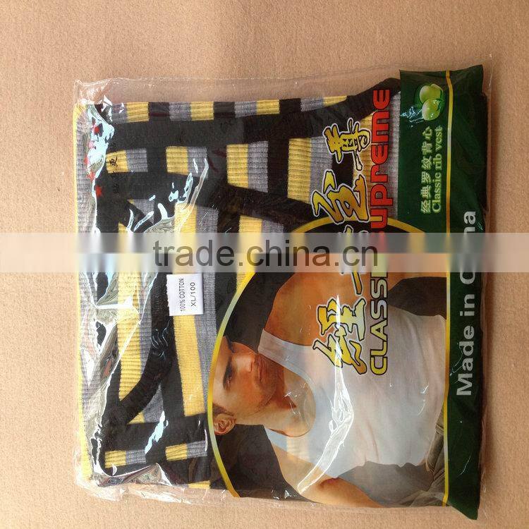 0.7USD Stock Cheappest Rib Cotton Colorful Strip Men Running Singlet/ Men Tops ( kcbx004 )