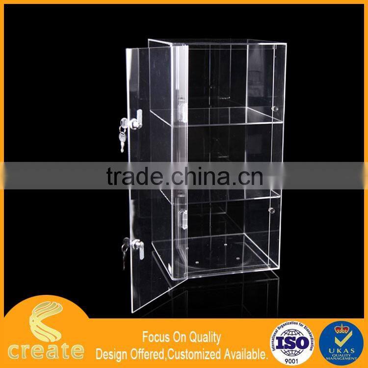 Guanghou factory 3 layers acrylic bread/cake food display cabinet stand on table