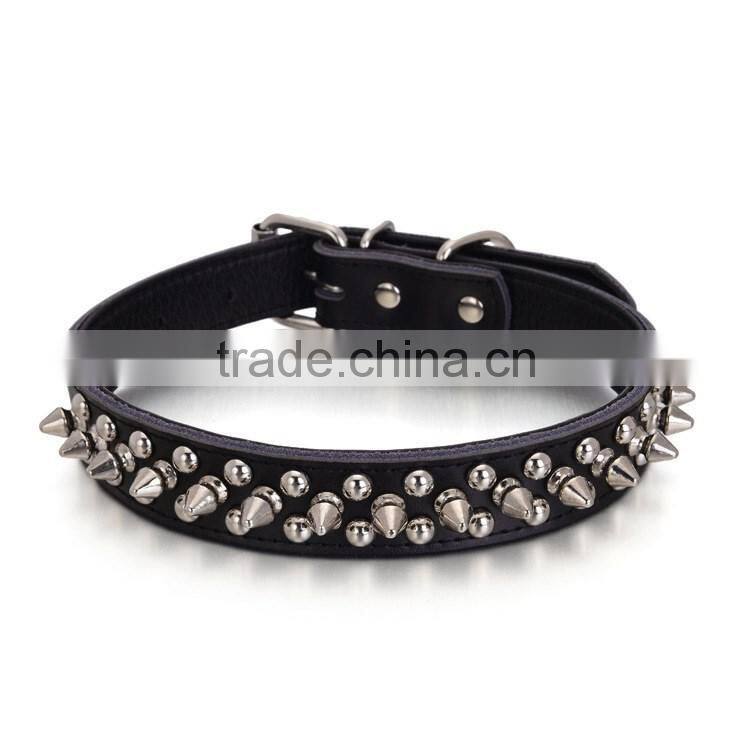 Alloy fittings litchi grain dog collars bullet nail pet collar