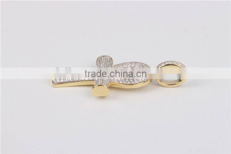 2016 hip hop 925 silver zircon men pendant wholesale cross pendant
