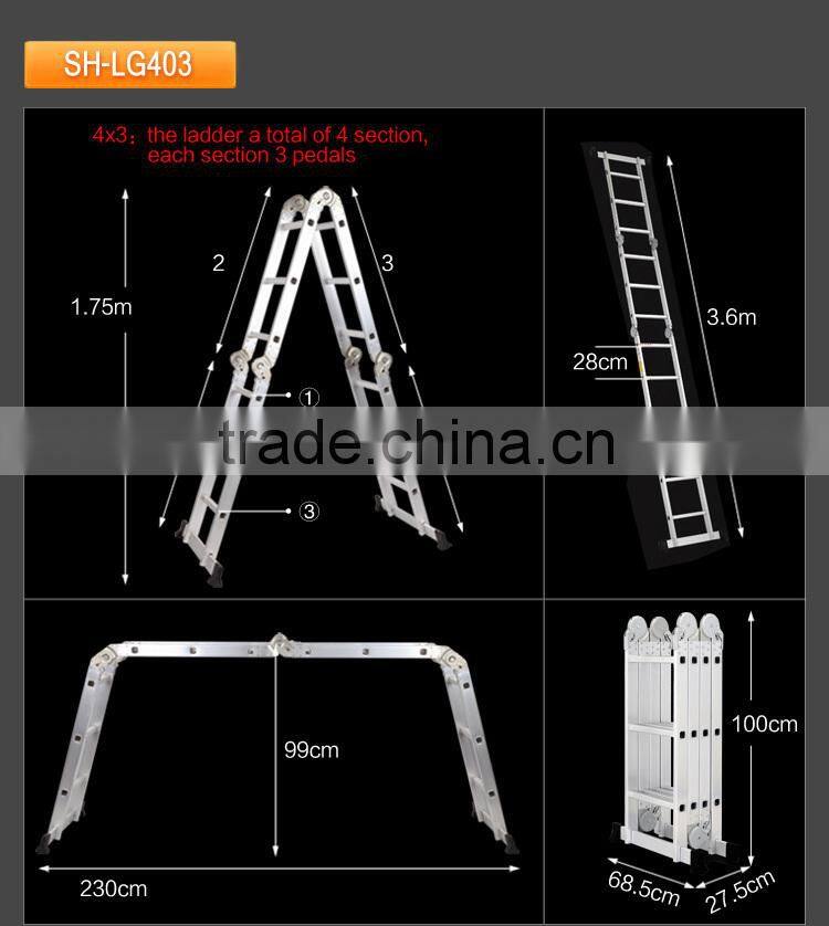 Aluminium ultimate ladder with small hinge en131SH-LG403