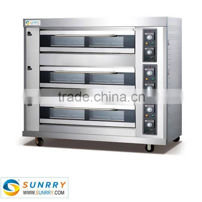 Front Stainless Steel commercial gas bread oven3 Decks 9 Trays industrial oven bread For CE (SY-DV39GH SUNRRY)