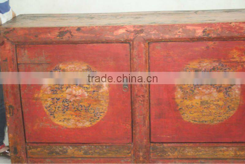 Chinese antique hand painting mongolia cabinet