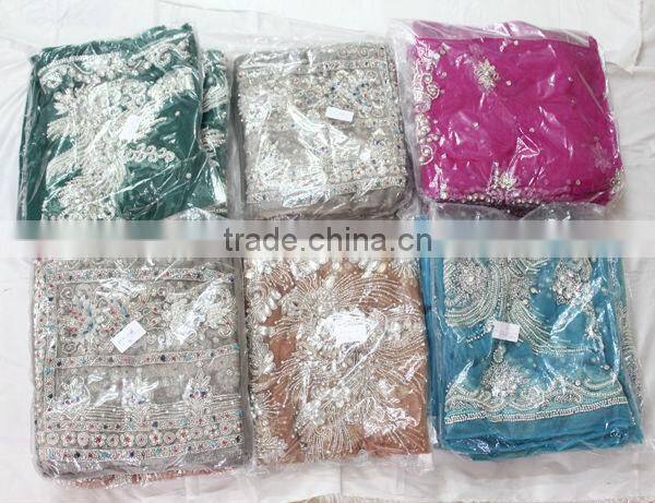 blue Stone work designer Partywear sarees lace fabric (NEX-026-4)