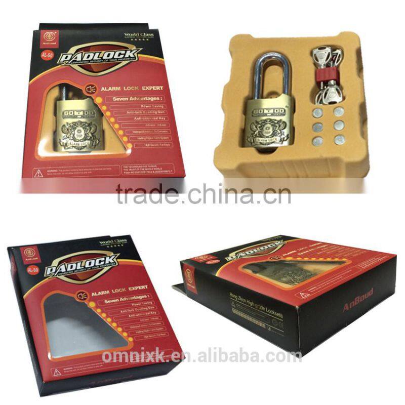 Brass alarm siren padlock AL-50 with 4pcs keys