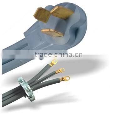 NEMA 10-50P heavy duty three prong power cord plug with cUL approval.