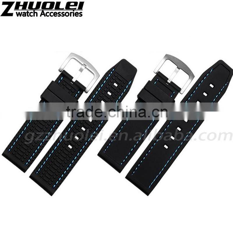 24mm black diver Rubber watch strap Wholesale 3PCS