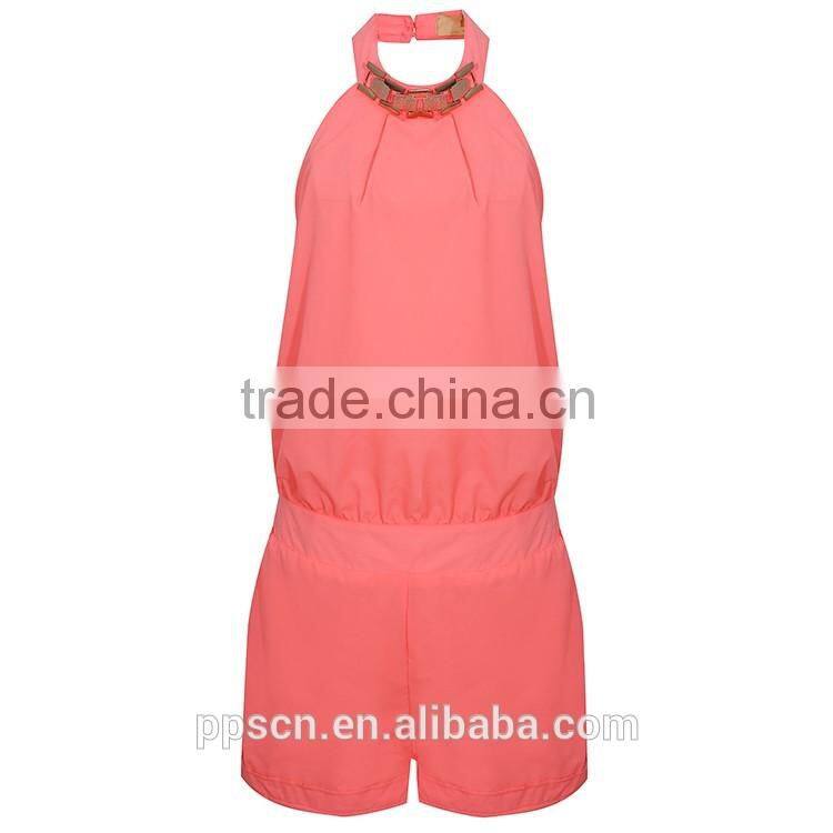 Guangzhou European Style Summer Casual Custom Short Ladies jumpsuits for women 2016