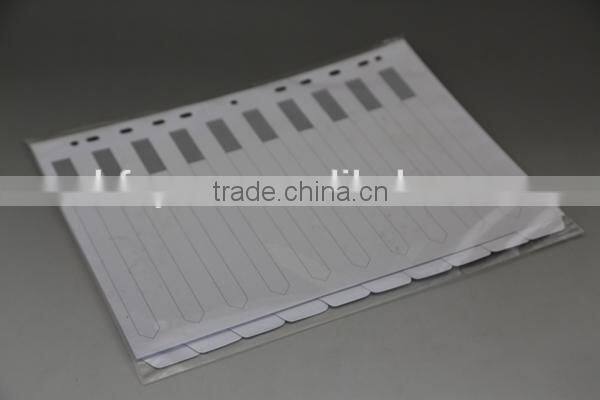 A4 paper index file divider sheet with colorful tab