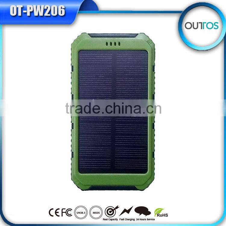 Promotional dual usb solar mobile charger super fast power bank with ce